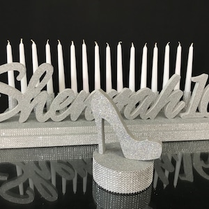 SET Sweet 16 Candelabro espuma plata color Centro de mesa Soporte para zapatos,Sweet16candles,Sweet15,Candelabro,Quinceañera Mitzvah,Iluminación Centro de mesa