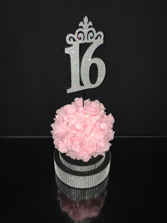 6 Pcs. Pink and Black Centerpiece Set, Pink and Black Birtday Party  Decorations, Wedding Centerpieces in Black Andpink, Black and Pink Party 