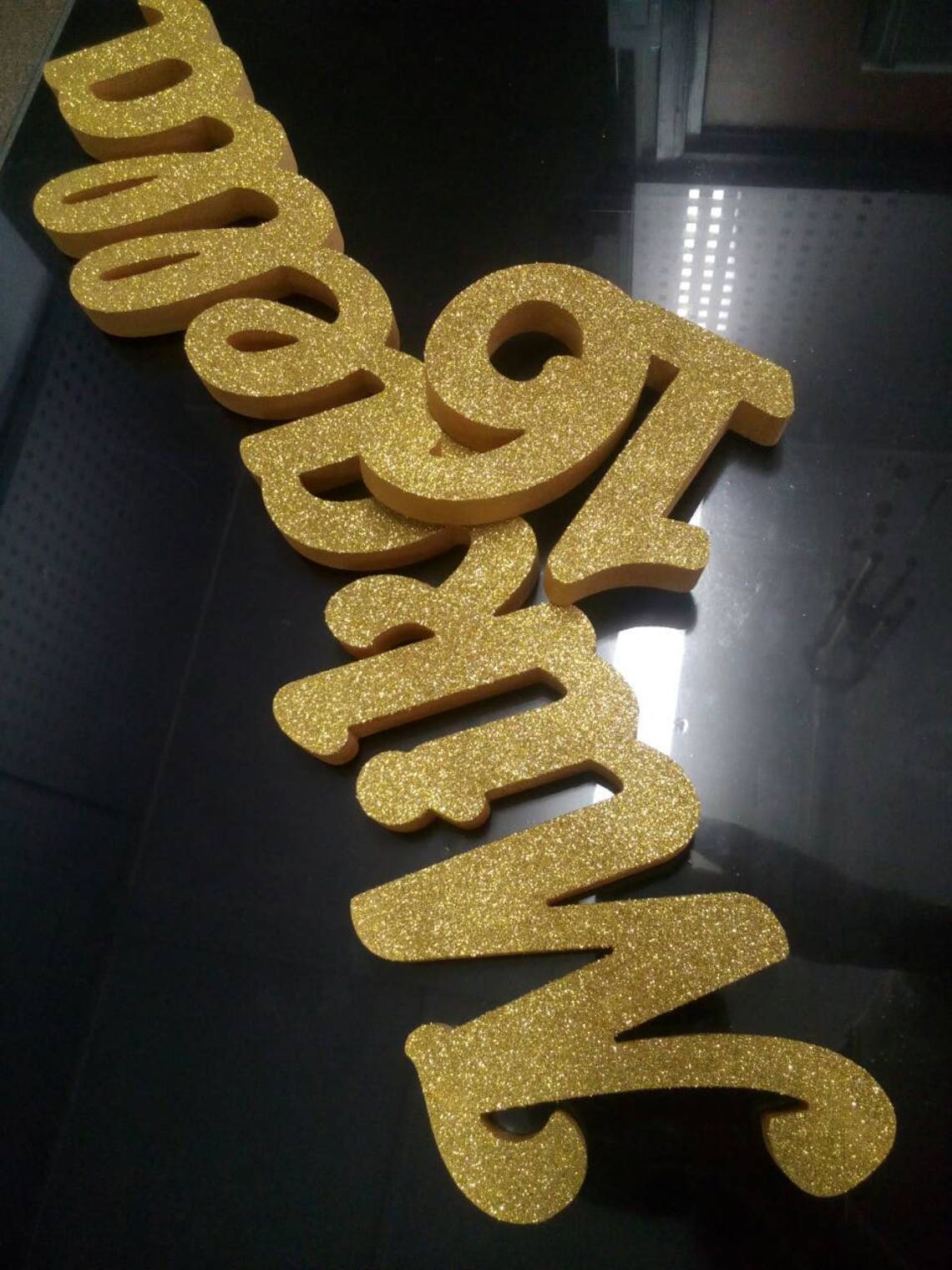 Custom Name Gold Glitter Styrofoam Letters 3dgold Letters Etsy
