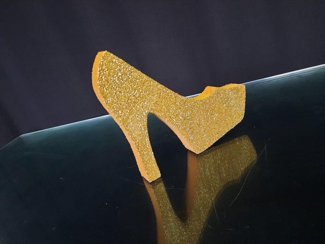 Gold High Heel Shoe Centerpiece,styrofoam Shoe,cut Out Stiletto,diy Shopping Centerpieces,heels