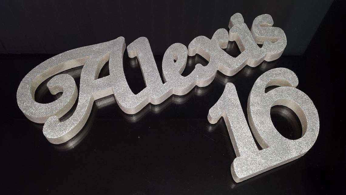 Custom Name Silver Glitter Styrofoam Letters 3D Silver Etsy