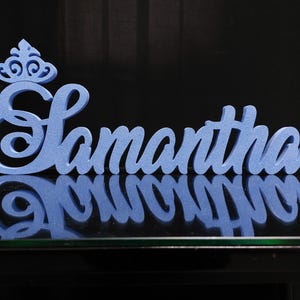 Nombre personalizado Anna 16 plata brillo poliestireno 3D, bloque de nombre con letras azul claro, letras independientes, decoración de cumpleaños, candelabro de espuma para dulces 16