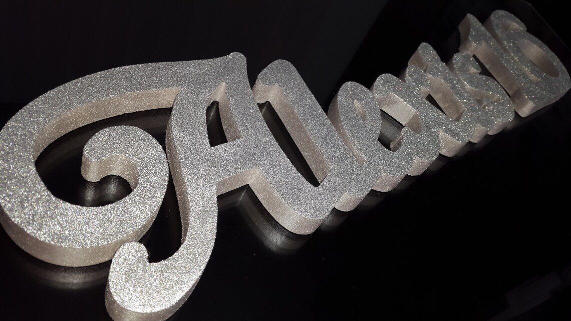 Custom Name Silver Glitter Styrofoam Letters 3D Silver Etsy
