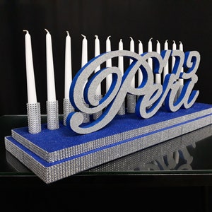 Candelabra Hebrew font,Bar  Bat Mitzvah,styrofoam name Hebrew,Mitzvah candle,Quinceanera & Mitzvah candle lighting Centerpiece,Sweet 16