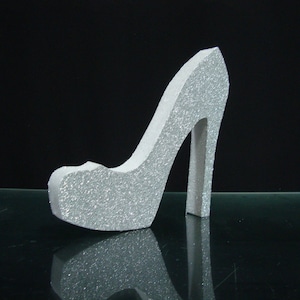 High Heel Shoe Centerpiece, Styrofoam Shoe, Silver High Heel