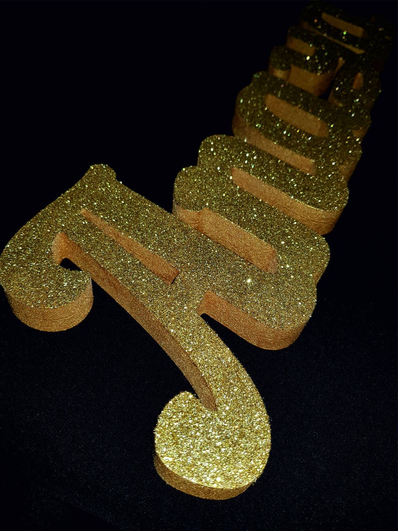 gold glitter custom name 3dgold anaya letters name age etsy