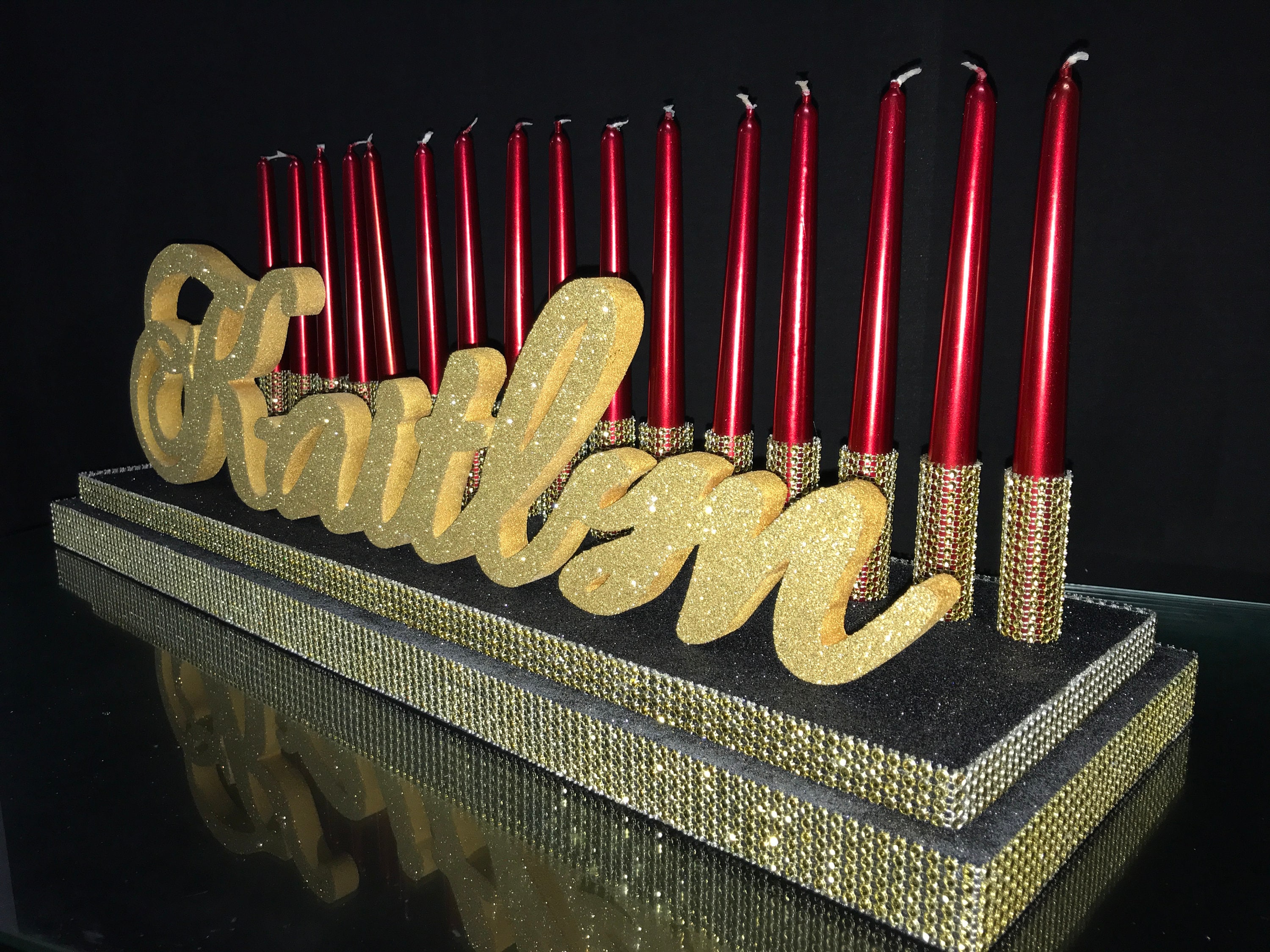 Sweet 16 Candelabra Black Glittername Gold Etsy