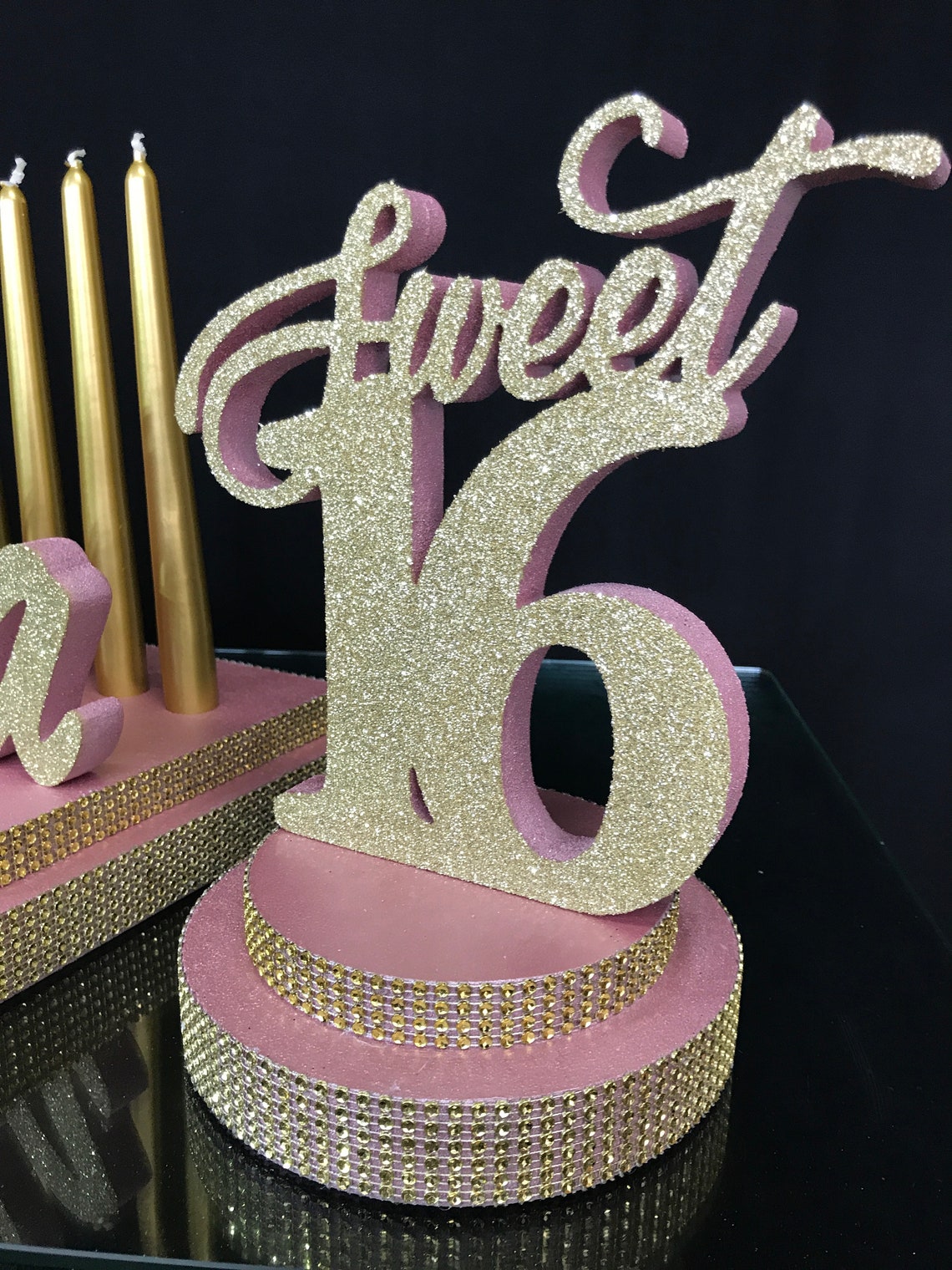 Sweet16 centerpieces for tablegold quinceanerarose gold Etsy