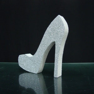 High Heel Shoe Centerpiece, Styrofoam Shoe, Silver High Heel