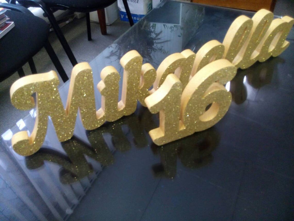 Custom Name Gold Glitter Styrofoam Letters 3dgold Letters Etsy