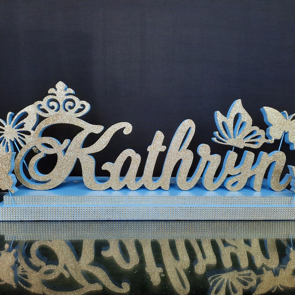 Butterfly Sweet 16 Candelabra,Quinceanera & Mitzvah Candle Lighting Centerpiece, 3D name styrofoam, foam letters,Baby Shower butterfly decor