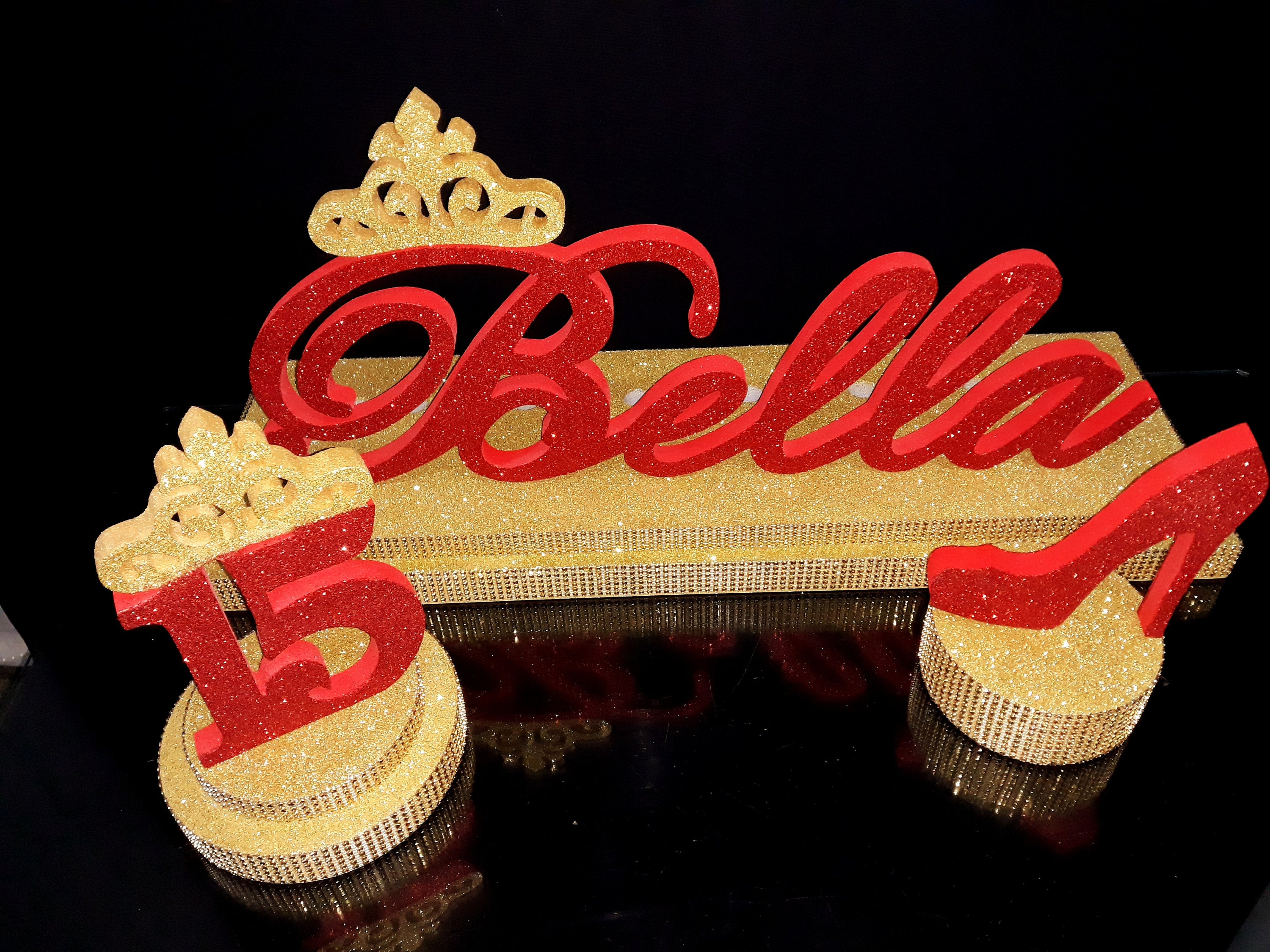 SET Sweet 16 Candelabra Foam Red and Gold Color Centerpiece Etsy