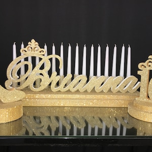 CONJUNTO Sweet 16 Candelabro espuma Centro de Mesa Sapato em suporte, Sweet16 Brianna, Sweet 15, Candelabro, Quinceanera e Mitzvah, Centro de Mesa de Iluminação de Vela