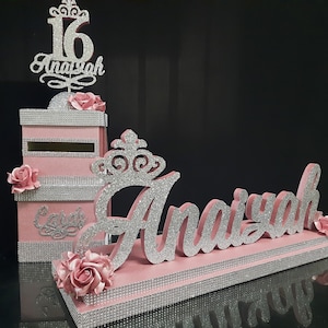 SET Sweet 16 Kerzenständer Schaum und Cardbox, rose gold Kerzenleuchter Quinceanera, rosegold Bar & Bat Mitzvah, Kerzenbeleuchtung Herzstück rose gold