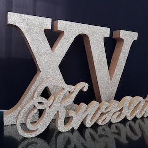 Set for Quinceanera number 15 Roman and 3D name,sign 12&quot; foam custom name, name age block,Sweet 15 name