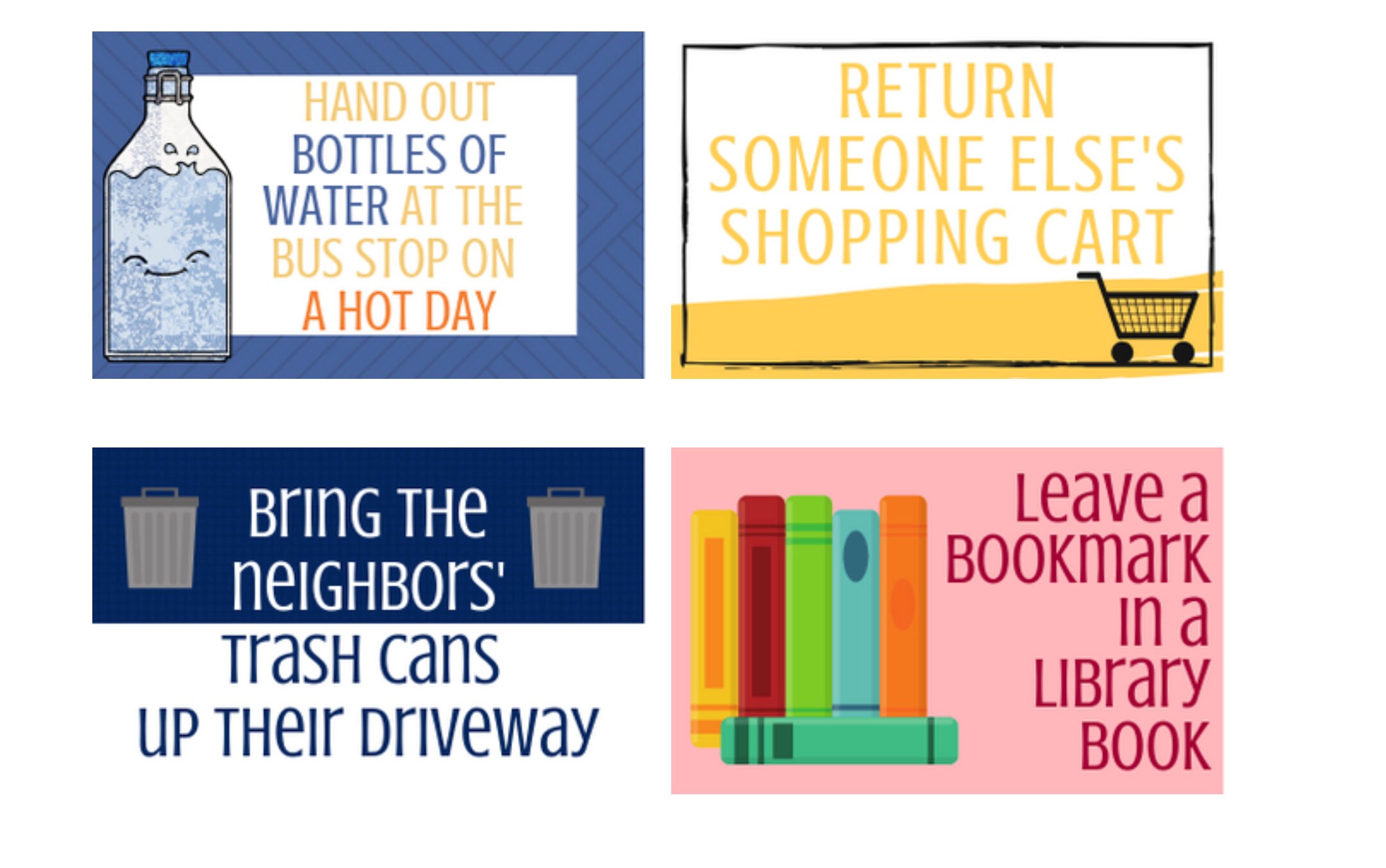 Printable Random Acts of Kindness Cards for Kids | RAOK | Pay It ...
