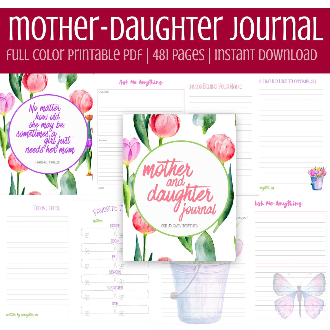 Printable Mother Daughter Journal • Mommy and Me Diary • Guided Journal ...