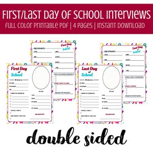 First and Last Day of School Interviews - Student Questionnaires - Homeschool - Back to School Printables - All About Me - School Keepsake