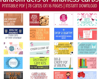 Printable Random Acts of Kindness Cards for Kids | RAOK | Pay It Forward Cards | DIY Printable | Giving | Gratitude.
