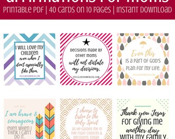 40 Printable Affirmations for Christian Moms | Affirmation Printables for Women | Affirmation Cut Outs | Empowerment Cards | Mindfulness