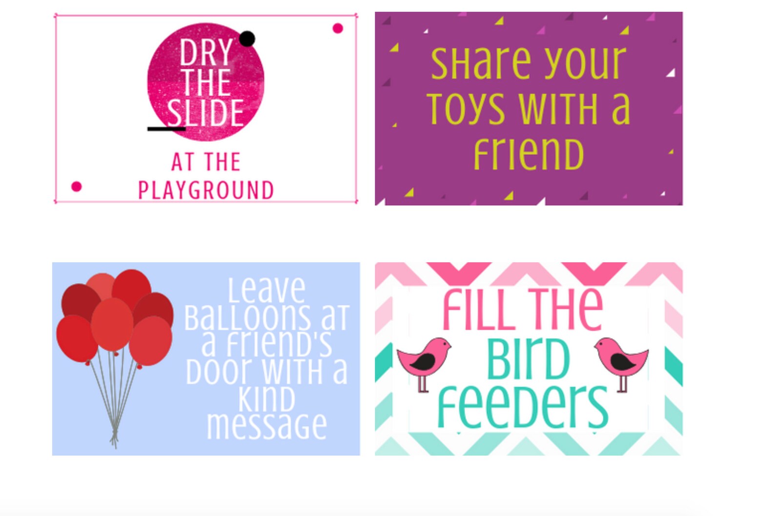 Printable Random Acts of Kindness Cards for Kids | RAOK | Pay It ...