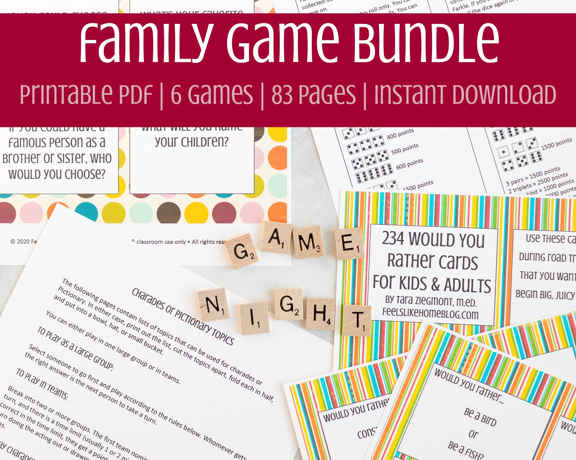 family games night printable games word games digital etsy