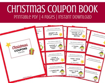 Printable Christmas Coupons for Kids | Holiday Coupon Book | Printable Reward Coupons | Instant PDF Download