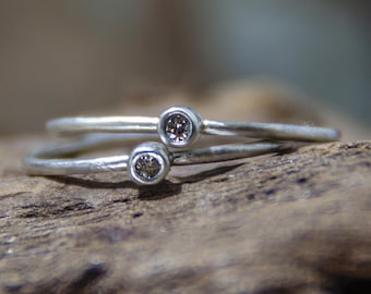 Dainty silver ring with mini brilliant