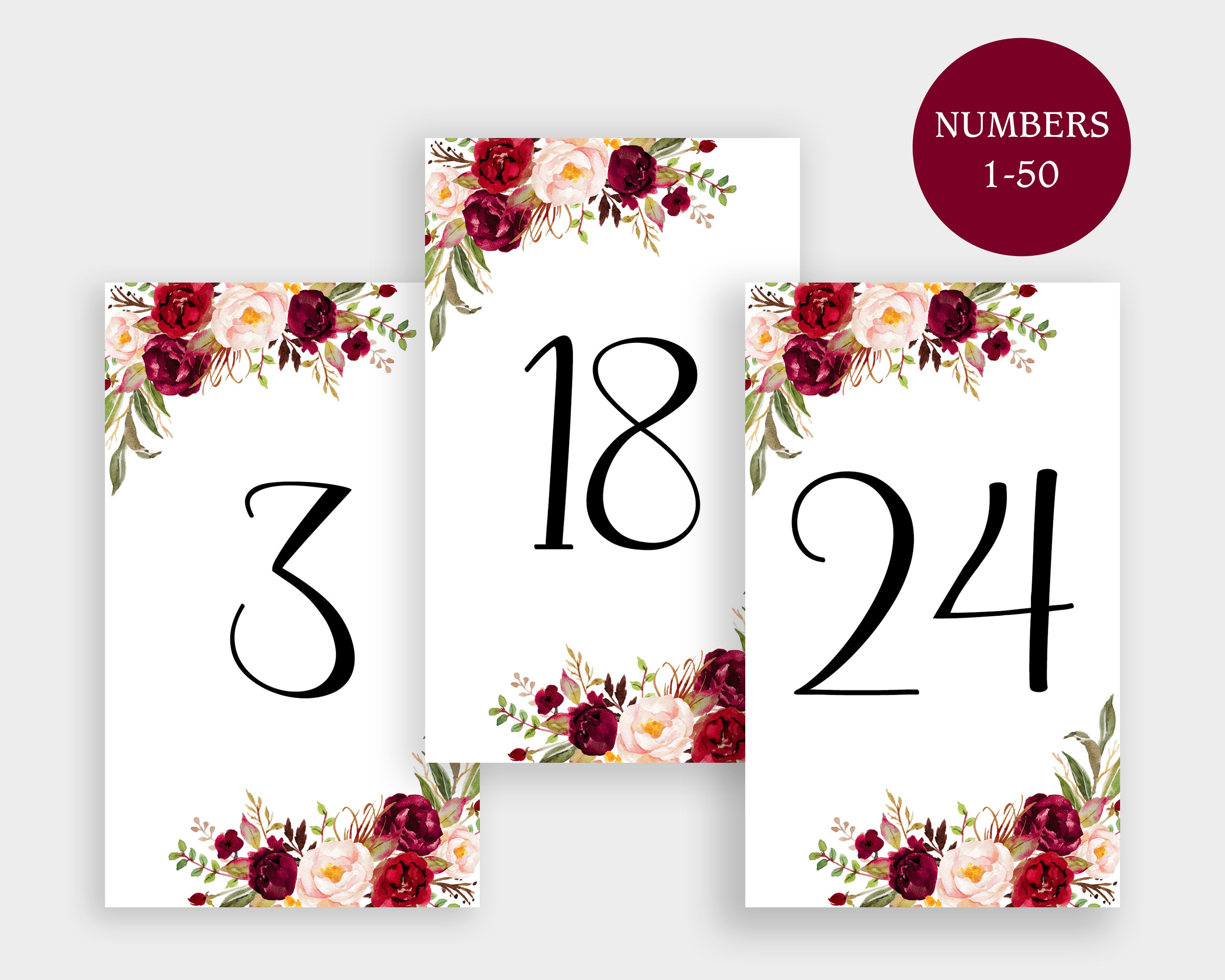 3x5 Table Numbers Printable Wedding Blank Table Number Cards - Etsy UK