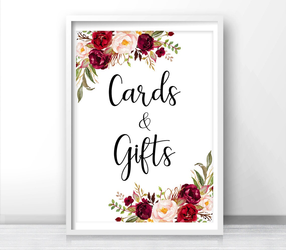 Cards and Gifts Sign Printable Wedding Card and Gift Sign - Etsy