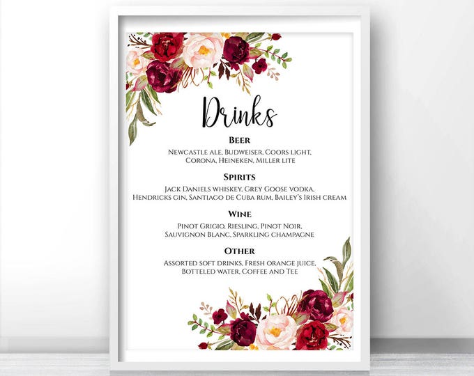 Recipe Cards 5x7 Template Printable Burgundy Two Sided Recipe - Etsy