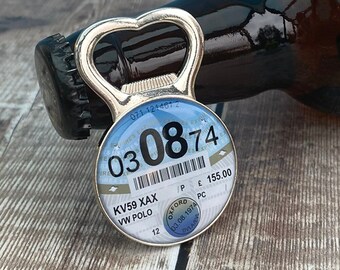 Personalised Tax Disc Car Bottle Opener: UK Auto Gift