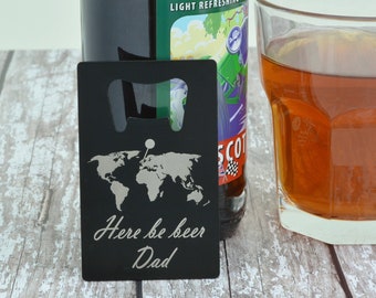 Personalized Dad Bottle Opener: Stainless Steel World Map Gift