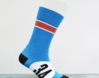 Bugatti Racing Socks: No34 French Blue Car Socks - Gift for Him