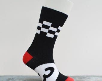 Chequered Flag Socks - Motor Racing Number 3 - Gift for Men