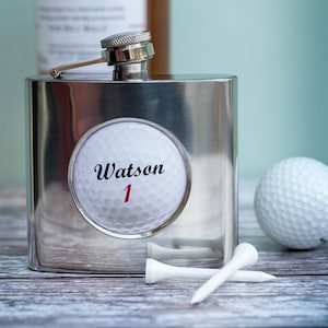 Personalised Gift Golf Ball Hip Flask - Golfing gift - gift for golfer