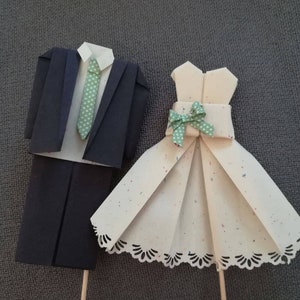 Sposi di carta origami personalizzabili - Topper Torta di carta/ Guestbook/ Partecipazioni/ Decorazione Torta Nuziale Handmade