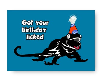 Lizard Birthday Card | Funny Gecko Greetings Card | Joke Card for Reptile Lover | Cute Chameleon Card | Amphibian Humorous Birthday Card