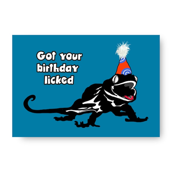 carte d'anniversaire lézard | Carte de voeux drôle de gecko | Carte de plaisanterie pour les amoureux des reptiles | Carte caméléon mignonne | Carte d'anniversaire humoristique amphibien