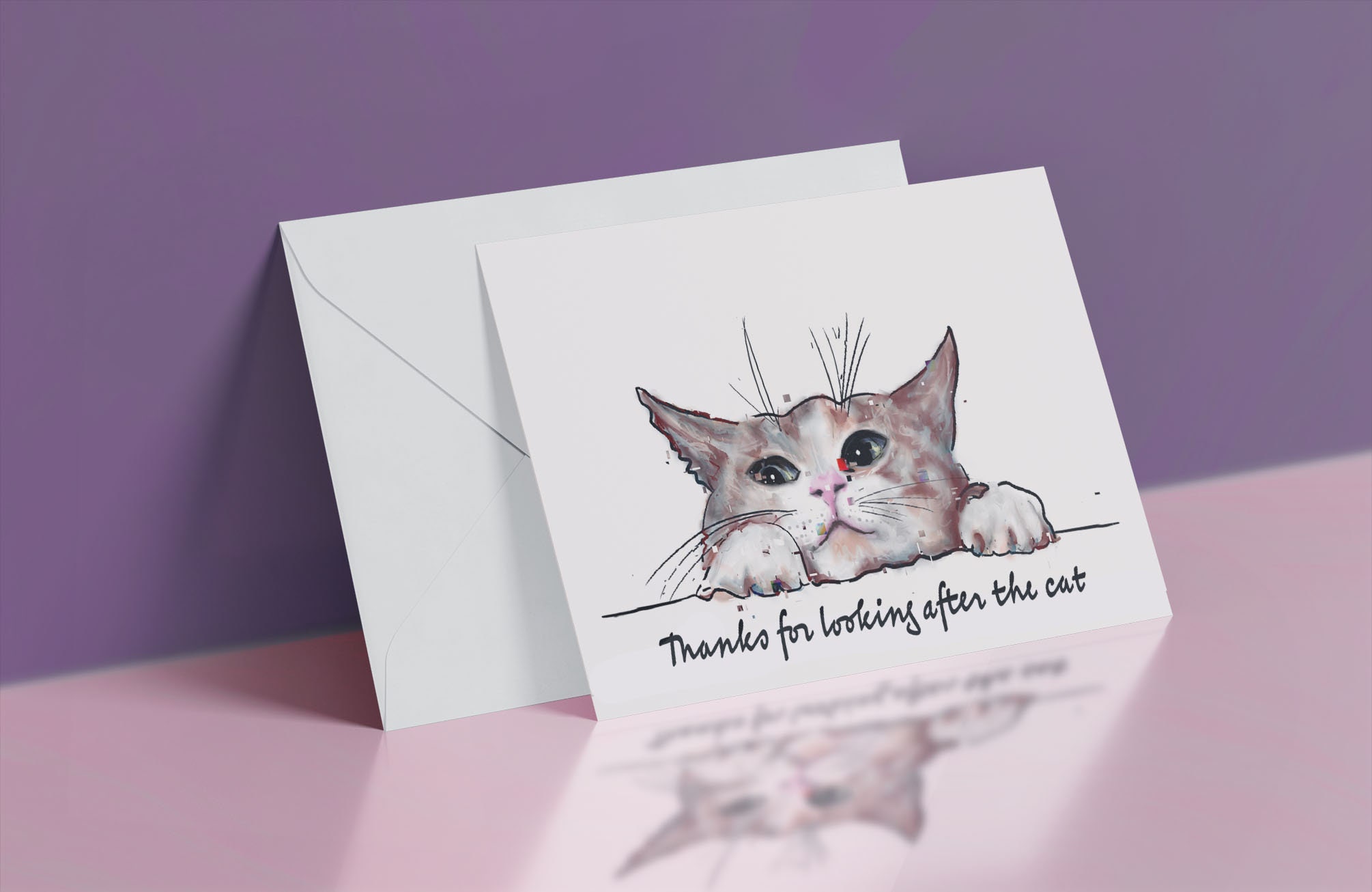 Thanks for Looking After the Cat Card Cat Thank You Card Cat Minder