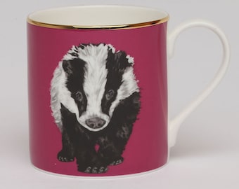 Badger British Bone China Mug | Cute Animal Present for Wife/Husband | Badger Lover Birthday Gift | Nature Lover Gift | Badger Coffee Mug