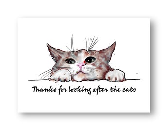 Cats Minder Card | Pet Sitter Card | Thanks for Looking after the Cats Card | Cat Thank You Card