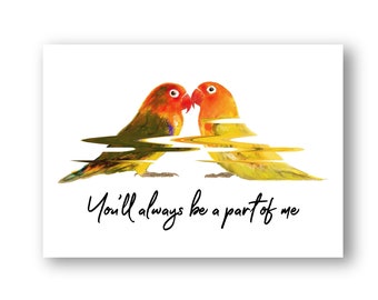 Lovebirds Greetings Card for Wife/Husband | Exotic Birds Anniversary Card | Abstract Card for Engagement/Wedding | Parrots Romantic Card