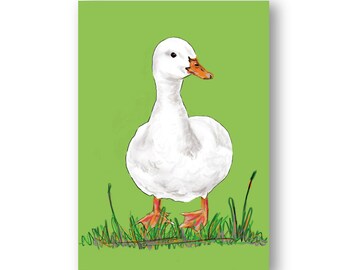 White Duck Blank Greetings Card | Cute Duck Birthday Card | Easter Card | Wild  Fowl Notelet | Thank You Card | FSC Eco Card