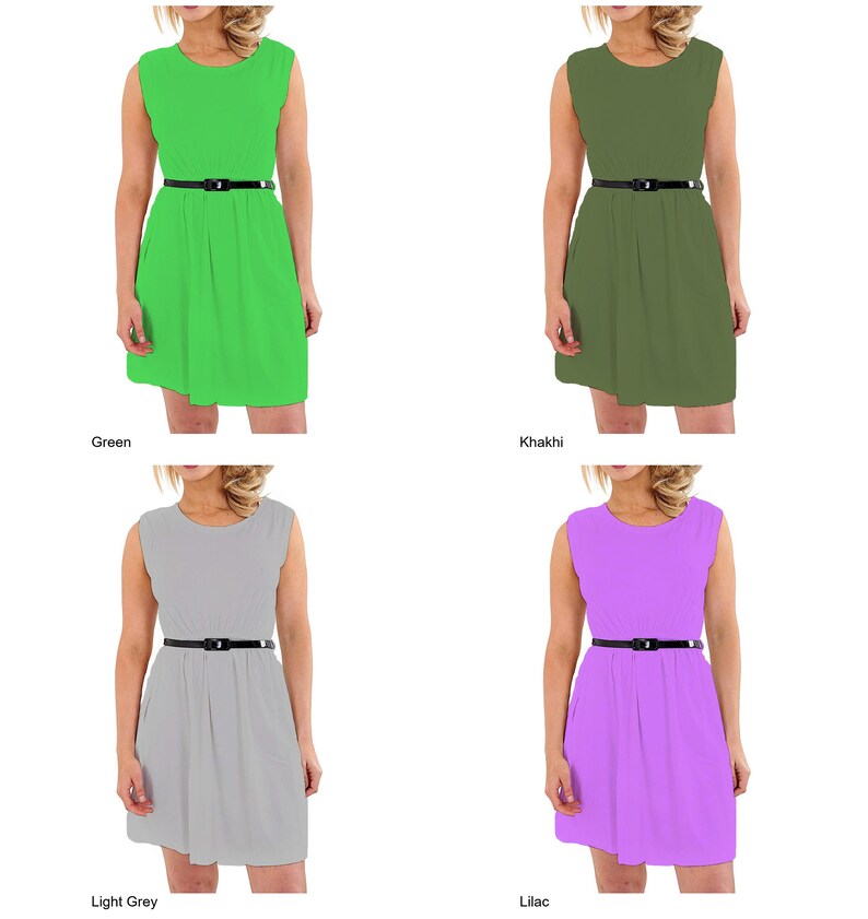 KBD Kids Girls Soft Skater Sleeveless Belted Party Fit Flare Dress Top