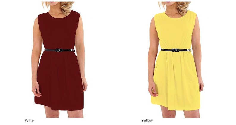 KBD Kids Girls Soft Skater Sleeveless Belted Party Fit Flare Dress Top