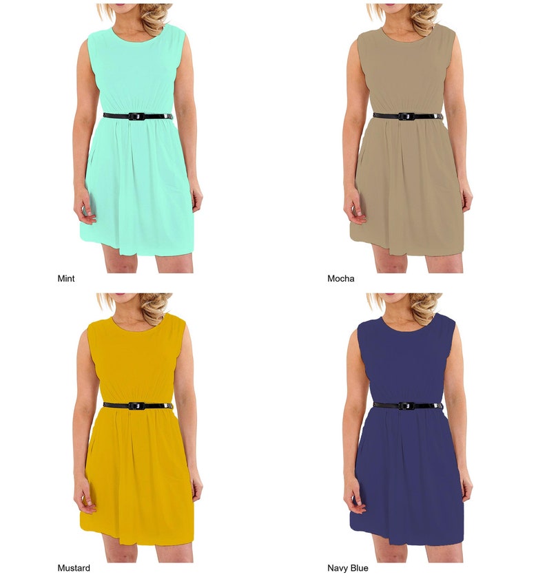 KBD Kids Girls Soft Skater Sleeveless Belted Party Fit Flare Dress Top