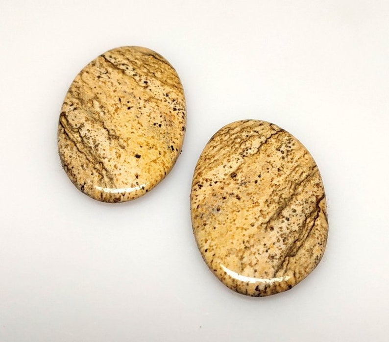 Gorgeous Designer Picture Jasper Pear Pair Designer Cabochon Natural Cabochon Size 22x14,AAA+++Quality Malachite Gemstone,Loose Gemstone..