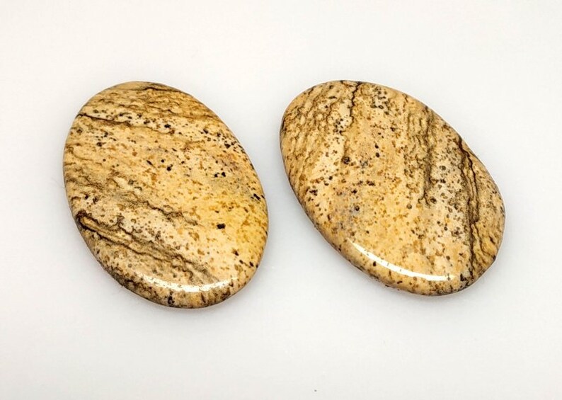Gorgeous Designer Picture Jasper Pear Pair Designer Cabochon Natural Cabochon Size 22x14,AAA+++Quality Malachite Gemstone,Loose Gemstone..