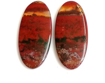 Blood Stone Oval, Pair Cabochon,Size- 29x13 ,MM,Natural Blood Stone, AAA,Quality Loose Gemstone, Smooth Cabochons.